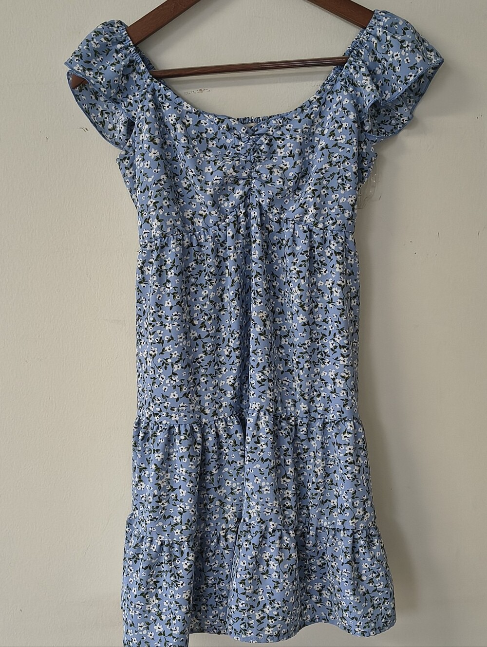 Blue Floral Tiered Summer Dress